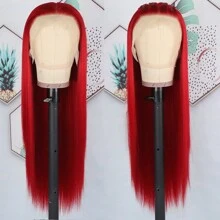 13X6 Platinum White Synthetic Lace Front Wigs 28 Inch Pre Plucked Long Straight Hair Wigs Glueless White Wigs Heat Resistant Fiber Hair Natural Halloween Wigs Platinum Blonde Lace Front Wigs For Women For Daily Christmas Party Cosplay Use - 紅色 - 查看 4