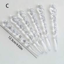 2件/6件装冬季水晶透明装饰品，冰滴装饰，人造雪花透明挂饰，树木和窗户展示配件，最佳礼物，生日家居装饰，圣诞节装饰，房间装饰，圣诞节装饰品，家居圣诞礼物，圣诞装饰 - 彩色 - 查看 8