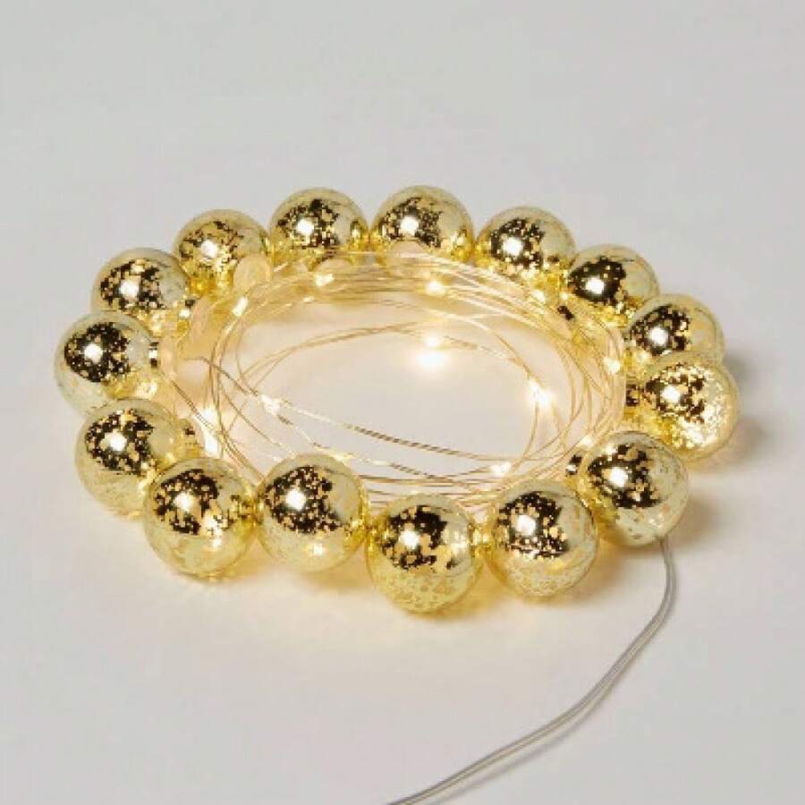 30ct LED Faux Mercury Glass Christmas Indoor Globe String Lights Warm White Gold Wire - Wondershop™ - 金色 - 查看 1