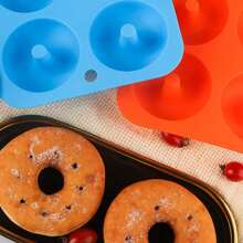 1Pc, Khuôn làm bánh Donut bằng silicon, Khuôn làm bánh Donut bằng silicon chống dính 6 ô cho bánh Donut, bánh mì tròn để nướng, Nhà bếp, Dễ vệ sinh và máy rửa chén - Nhiều màu - Xem 3