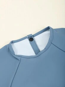 1 件纯色长袖 PU 双面婴儿围兜，柔软防水婴儿喂食围兜，适合玩耍和进食 - 彩色 - 查看 5