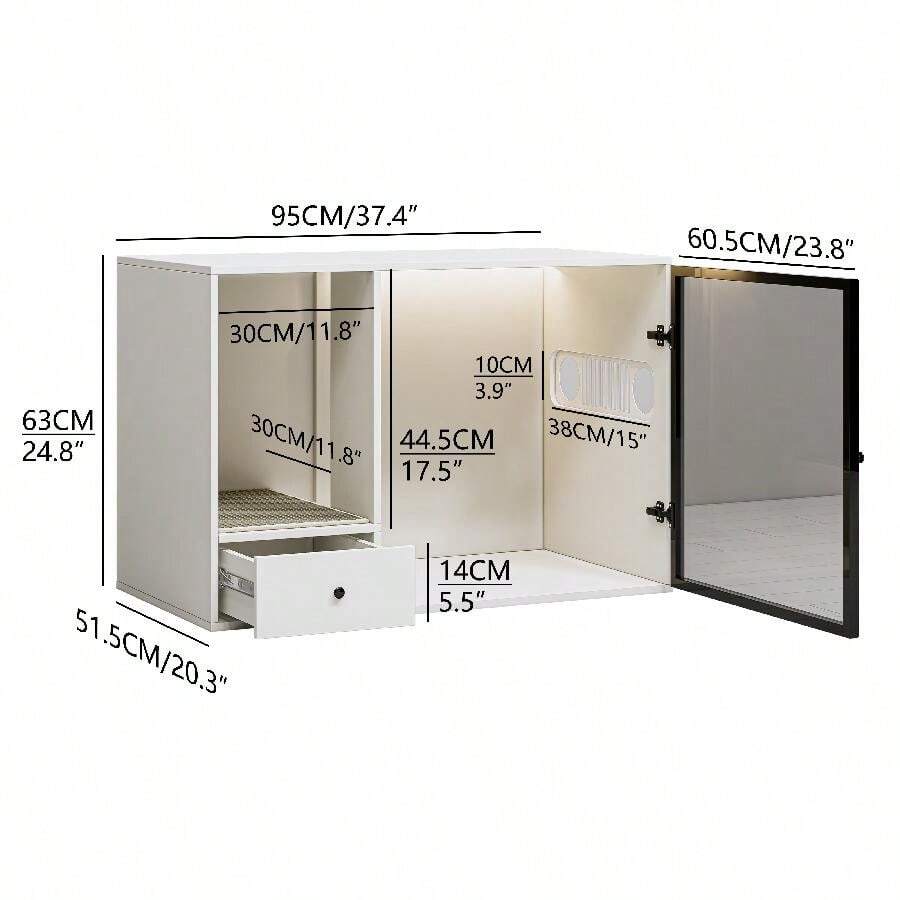 ATJafurn Cat Litter Box Enclosure Furniture Style White Hidden Kitty