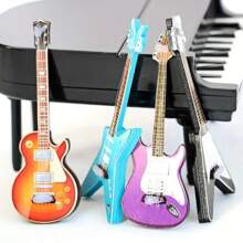 1 Stück Mini Gitarren-Spielzeug, Simulation Elektronische Gitarre, kleine Szenerie Requisite, Puppenhaus Modell Accessoire, Puppenhaus DIY Dekoration