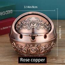 1pc The Retro-Style Bronze Ashtray With 2D Patterns Of Peacocks And Roses Is Durable And Good-Looking. It Is Suitable For Boyfriends And Can Also Be Used As A Jewelry Box. It Is A Great Choice For Giving As A Gift On Christmas, Father's Day And Valentine's Day