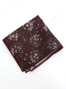 1pc Jacquard Men's Burgundy Handkerchief, Suitable For Suits And Parties