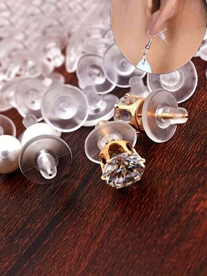 50/100 قطعة 11مم صمامات سيليكون للأقراط، خلفيات، موقفات، اكسسوارات صناعة المجوهرات والأقراط DIY