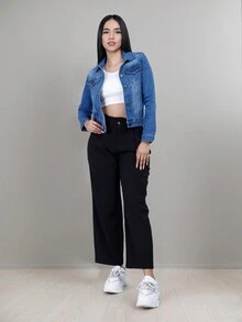Chamarra Chaqueta Mezclilla Azul Cazadora Jeans Basica con Bolsillos, Versatil y Juvenil - AzulNZ216 - Ver 6