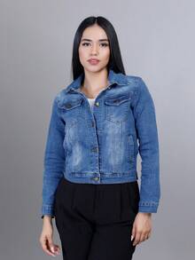 Chamarra Chaqueta Mezclilla Azul Cazadora Jeans Basica con Bolsillos, Versatil y Juvenil - AzulNZ216 - Ver 3
