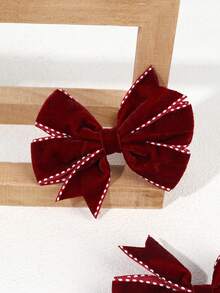 1 Kẹp tóc nơ đỏ cho tiệc, kẹp tóc trang trí hình sóng, phụ kiện tóc thiết kế sáng tạo cho phụ nữ làm quà tặng năm mới hoặc giáng sinh - Đỏ - Xem 2