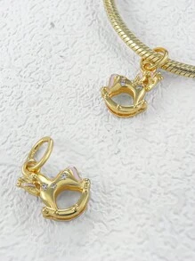 STYFNE 1pc Gold Series Insect, Leopard, Carousel, Cactus, Round Alphabet Pendant Charm Necklace, Daily Small Gift For Girlfriend Or Best Friend, Handmade DIY Jewelry - Silver - View 15