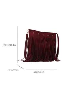 时尚简约别致女士单肩包大容量2023年秋冬新款韩版腋下手提包 - 酒紅色 - 查看 3