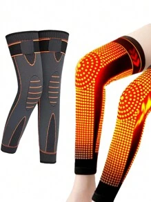 两件套压缩运动护膝，吸湿排汗透气，适合深蹲、跑步、骑行、徒步、滑雪、篮球、网球等运动，保护腿部，确保完美锻炼。（冬季款可选加热艾灸和保暖内衬）健身房配件护膝