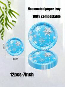 24 件套，一次性餐具，冰雪主题一次性纸盘，蛋糕盘，派对盘，生日盘，材料，适用于生日派对、促销、聚会、野餐、露营、烧烤、海滩派对、户外婚礼、婚礼派对、惊喜等各种节日。 - 彩色 - 查看 9