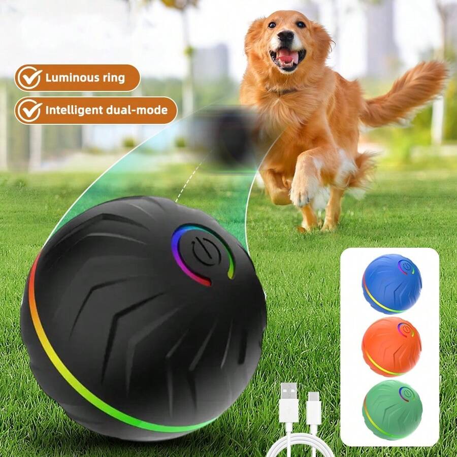 1 pieza Juguete para perro inteligente, bola electrónica interactiva para mascota, bola con movimiento automático y luces LED intermitentes, resistente, activado por movimiento y recargable por USB, ideal para el tiempo de juego y ejercicio de perros pequeños a grandes - Multicolor - Ver 1