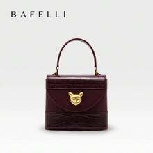 BAFELLI HANDBAG 2024 WOMEN'S NEW CROSSBODY LEATHER PURSE EVENING BAG CROCODILE GRAIN DESIGNER BUCKET CAT LUXURY BRAND FASHION - RƯỢU VANG ĐỎ - Xem 11