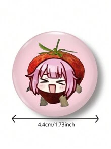 1pc 4.4cm/1.73inch Strawberry Girl Pattern Pin Badge, Button Brooch, Suitable For Attaching On Clothing, Bags, Backpacks, As A Fun Gift To Friends And Family
