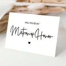 "Will You Be My Bridesmaid" Cards Set, Elegant Minimalist Style, Bridesmaid Cards, Maid Of Honor Cards, Matron Of Honor Card, Foldable White Proposal Cards, Wedding Party Supplies (Random Envelopes) - Multicolor - View 5