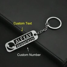 Custom Phone Numbers Name Keychain For Women Men Stainless Steel Customized Car Key Chain Personalized Keyring Jewelry Trinket - Multicolor - View 7