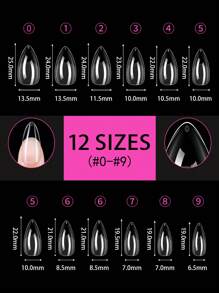 120pcs/Box Full Cover Fake Nails, Acrylic Manicure Supplies, Half Matte Seamless Nails, Transparent Short Almond Shape Nail Stickers - Clear - View 7