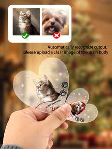 1pc Pet Pendant Christmas Decoration Pendant Customization Pendant Customization Party Accessories Cat Claw Print Pet Decoration Heart Shaped Acrylic Decoration Suitable For Holiday Decoration, Pet Commemorative Decoration, Gifts For Family, Gifts For Best Friends, Party Commemorative Gifts, Gifts For Him/Her