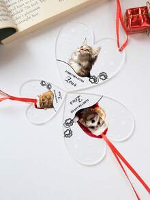 1pc Pet Pendant Christmas Decoration Pendant Customization Pendant Customization Party Accessories Cat Claw Print Pet Decoration Heart Shaped Acrylic Decoration Suitable For Holiday Decoration, Pet Commemorative Decoration, Gifts For Family, Gifts For Best Friends, Party Commemorative Gifts, Gifts For Him/Her