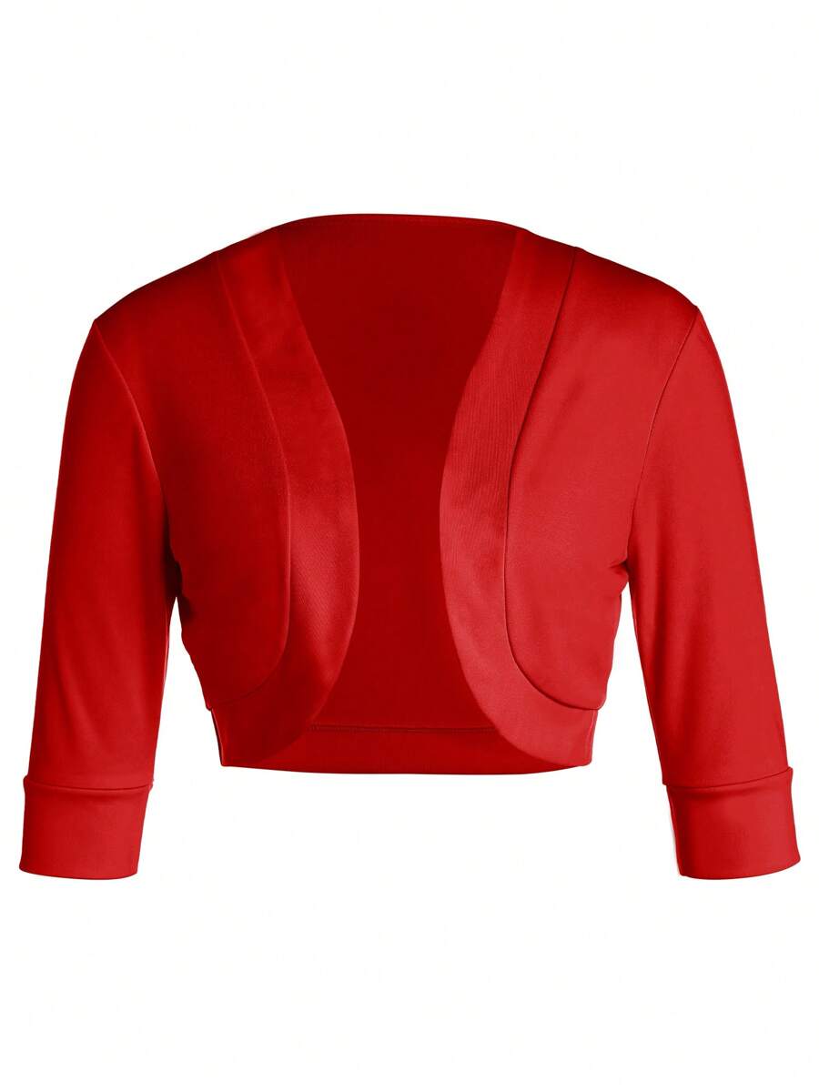 Women Short Cardigan Coat,Long Sleeve Short Jacket Crop Tops Summer Going Out Cover Up Tops - Red - View 1