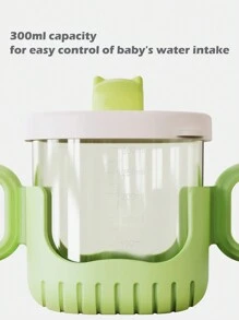 1入組紫色嬰兒學習飲水杯在造型的鱷魚紋,帶圓形手柄,透明和矽膠草編適用於飲用水