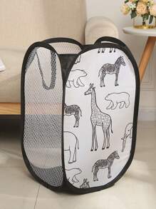 1 pièce Panier à linge sale pliable de bande dessinée, panier à linge à 3 côtés en maille, panier de rangement de salle de bain à la maison, panier de rangement de jouets pour enfants pour les vêtements, pantalons, chaussures, jeans, bottes, jupes - Multicolore - Voir 9