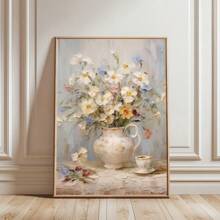 Set di 1 stampa su tela di un quadro botanico di fiori primaverili vintage senza cornice, in stile rustico, floreale malinconico, decorazione in stile di fattoria, dipinto vintage per camera da letto, dormitorio, appartamento, soggiorno, decorazione per casa moderna minimalista