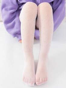 1 Miếng Bé gái Hợp thời Kim cương Quần tất lưới cá Với Thoáng khí & Thoải mái Chất liệu Đối với Mặc hàng ngày - Màu be - Xem 8