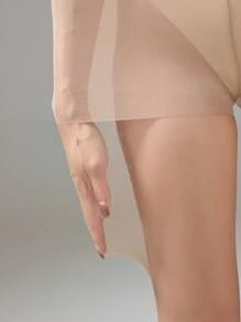 1 双 20D 女士塑身舒适透明紧身裤，柔软杏色连裤袜