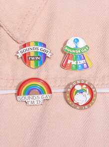 4 chiếc ghim tráng men âm thanh cầu vồng đồng tính Tôi đang ở trâm cài kim loại huy hiệu ve áo ba lô trang sức phụ kiện quà tặng cho bạn bè - Nhiều màu - Xem 1