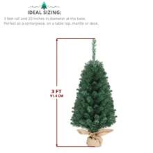 SUNROAD 36" Mini Tabletop Artificial Christmas Tree With Fabric Base For Bedroom Desk Porch, Small Xmas Tree With 100 Branches For Home Office Shop Holiday Decoration, Green - 綠色 - 查看 7