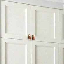 2 件欧式皮革橱柜门把手，适用于儿童房、抽屉、橱柜、衣柜、梳妆台、美式家具、铝合金合成皮革拉手。含螺丝。 - 彩色 - 查看 5