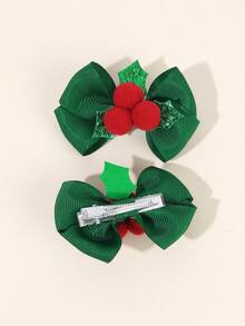 2个圣诞礼物发夹，适合女孩，冬青蝴蝶结发夹，绿色罗缎丝带蝴蝶结鳄鱼夹，可爱迷你圣诞冬青水果蝴蝶结发卡，适合圣诞庆祝派对礼物，女士时尚发饰 - 彩色 - 查看 7