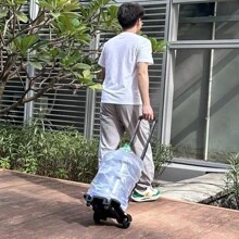 带手柄的可折叠便携式行李车、手推车、购物车、手推车，用于货物、杂货、购物销售 - 黑色 - 查看 9