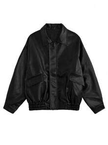 梅拉德女士宽松休闲皮夹克，适合矮个子，秋冬季