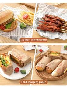 40 piezas de papel para empacar alimentos, papel de envoltura para papas fritas/sándwiches/hamburguesas, papel resistente a la grasa, papel para picnic de alimentos, forrador de canastas, para uso doméstico, restaurante, tienda de comida rápida, suministros de cocina - Multicolor - Ver 8