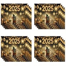 4/6 buc. La mulți ani 2025 Șervețe de loc Poliester Fundal pentru ocazii generale, decorațiuni festive pentru petreceri în interior, petrecere în bucătărie - Multicolor - Vizualizare 1