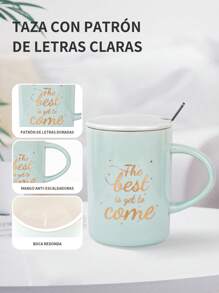 1 pieza taza de cerámica de estilo minimalista con diseño de letras doradas. Perfecta para usar como vaso de agua o taza de café, con mucho carácter. Ideal como regalo de cumpleaños y una excelente opción para parejas en casa, oficina, restaurante o cafetería. - Gris - Ver 3