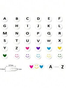 100pcs Round Acrylic Beads With Alphabet & Numbers & Heart Shape For Diy Jewelry Making Necklace & Bracelet (7x4mm) - 4*7mm Beads - View 5