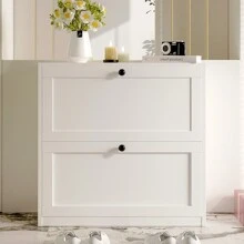 VOWNER Shoe Cabinet With 2/3/6 Flip Drawer, Freestanding Shoe Organizer With Storage & Adjustable Shelves, Shoe Rack For Entry, Hallway, Living Room, Bedroom, Gift For Halloween & Thanksgiving - Trắng-2 Ngăn Kéo - Xem 8