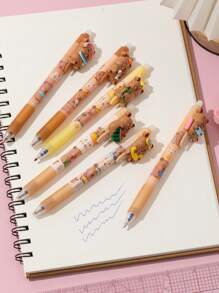 6 支/套可爱动物（水豚）蓝色圆珠笔 - 彩色 - 查看 2