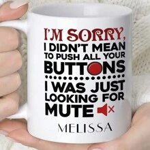 1 pieza Taza cerámica negra y blanca con gráfico de texto de 360ml, taza de café redonda, unisex, para viajes o campamentos, regalo personalizado para cumpleaños y vuelta al colegio