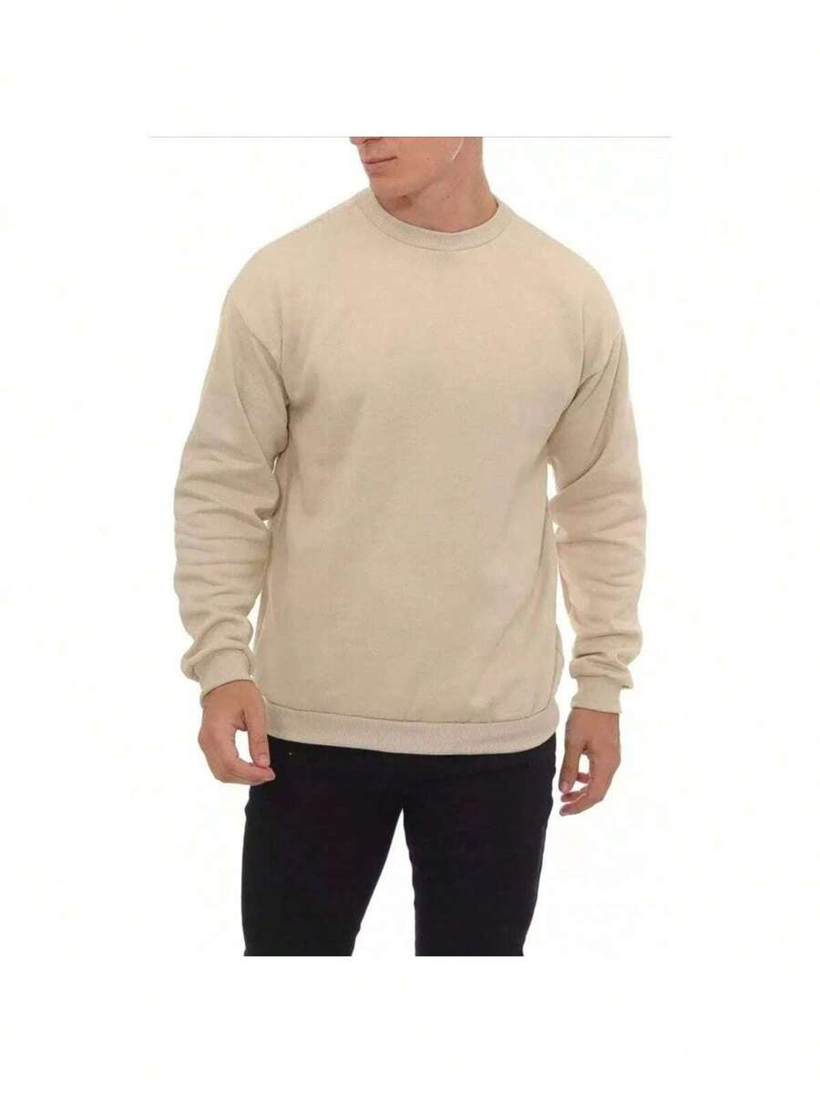 Unisex Round Neck Sweatshirt Hoodie Crew Neck Various Colors - Camel - View 1
