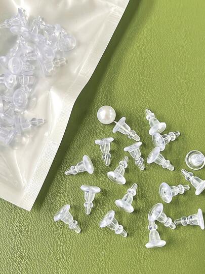 Aproximadamente 30 piezas de pendientes/tapones de plástico transparente para mujeres, seguros y cómodos para usar todos los días, aptos para dormir, de larga duración y sin dolor