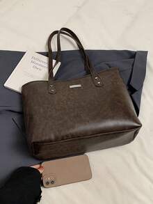 1pc Bags, Handbags, High-Quality Bags, 2024 New Fashion Versatile Luxury Handbags, Shoulder Bags, Large-Capacity Office Shoulder Bags, Suitable For, Giving Gifts To Girlfriends, Shopping, Dating, Traveling And Playing, Work And Other Scenes. - Coffee Brown - View 9