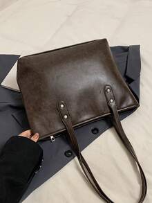 1pc Bags, Handbags, High-Quality Bags, 2024 New Fashion Versatile Luxury Handbags, Shoulder Bags, Large-Capacity Office Shoulder Bags, Suitable For, Giving Gifts To Girlfriends, Shopping, Dating, Traveling And Playing, Work And Other Scenes. - Coffee Brown - View 8