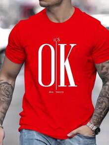 Unisex Premium Cotton Short Sleeve Oversized Shirt OK - 紅色 - 查看 1