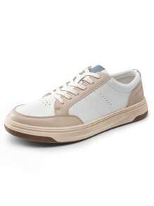 New 2025 Men's Modern Casual Fashion Dual-Color Outsole College Walking Sneakers - 杏色 - 查看 3